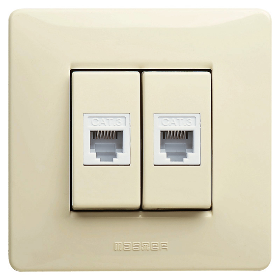 Розетка телефонна подвійна RJ 12 Cat 3e Master Mixmo - беж. M22215.2