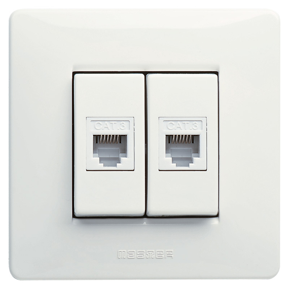 Розетка телефонна подвійна RJ 12 Cat 3e Master Mixmo - білий M21215.2
